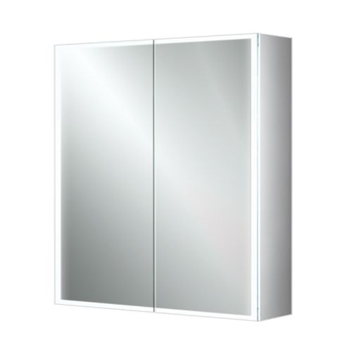 Mia LED Cabinet Double Door Demister and Shaver 800 x 700 - 13628