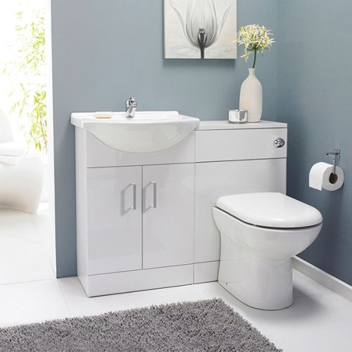 Nuie Saturn Floorstanding Furniture Pack with Round Basin - Gloss White (19106)