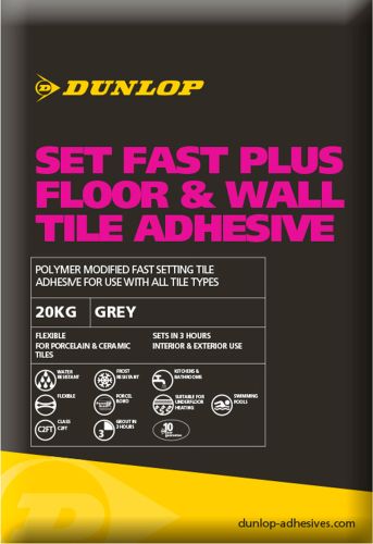 Dunlop Set Fast Plus Flexible Tile Adhesive Grey 20KG - 12778